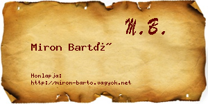 Miron Bartó névjegykártya